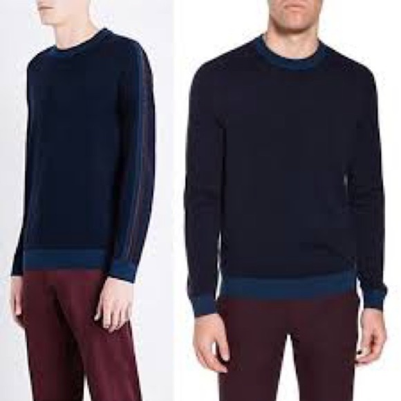 Ted Baker Pullover Crewneck Sweater Mens‎ L Blue Light Weight. - Picture 1 of 8